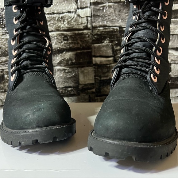 Timberland Gaiter Combat Boots Black & Baby Pink Mid-Calf Waterproof US 6 Women - Picture 9 of 16